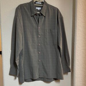 Pierre Cardin Green Checkered Button-Down Shirt Sz XL
